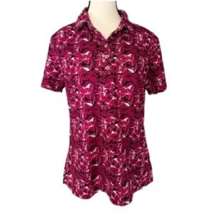 NVO  Magenta Polo Collar Button Down Golf Shirt size medium